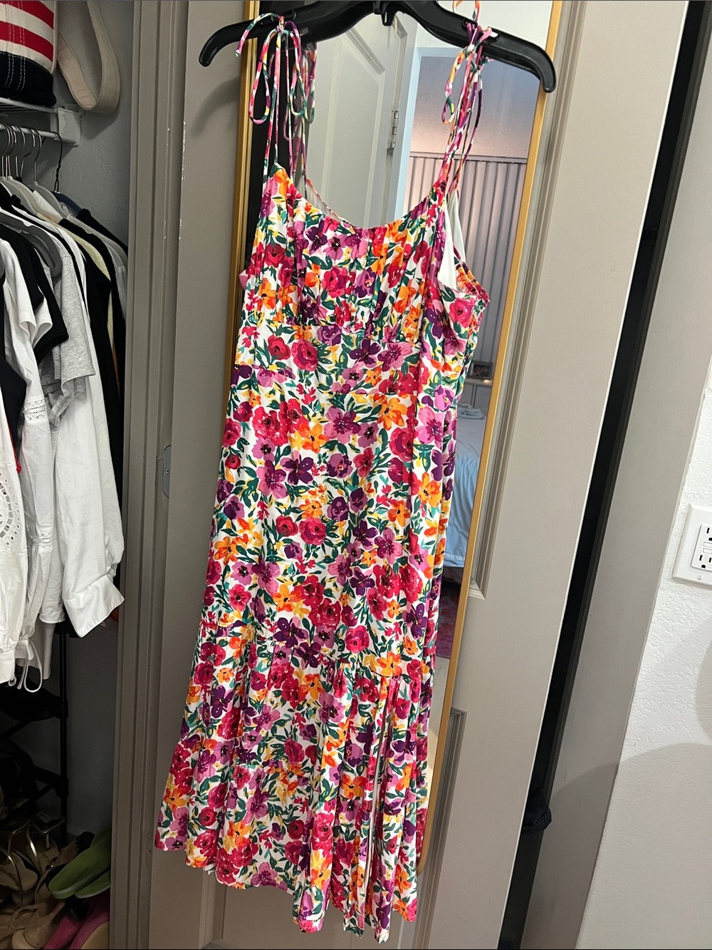 Showpo Multi-Color Floral Tie-Shoulder Midi Dress